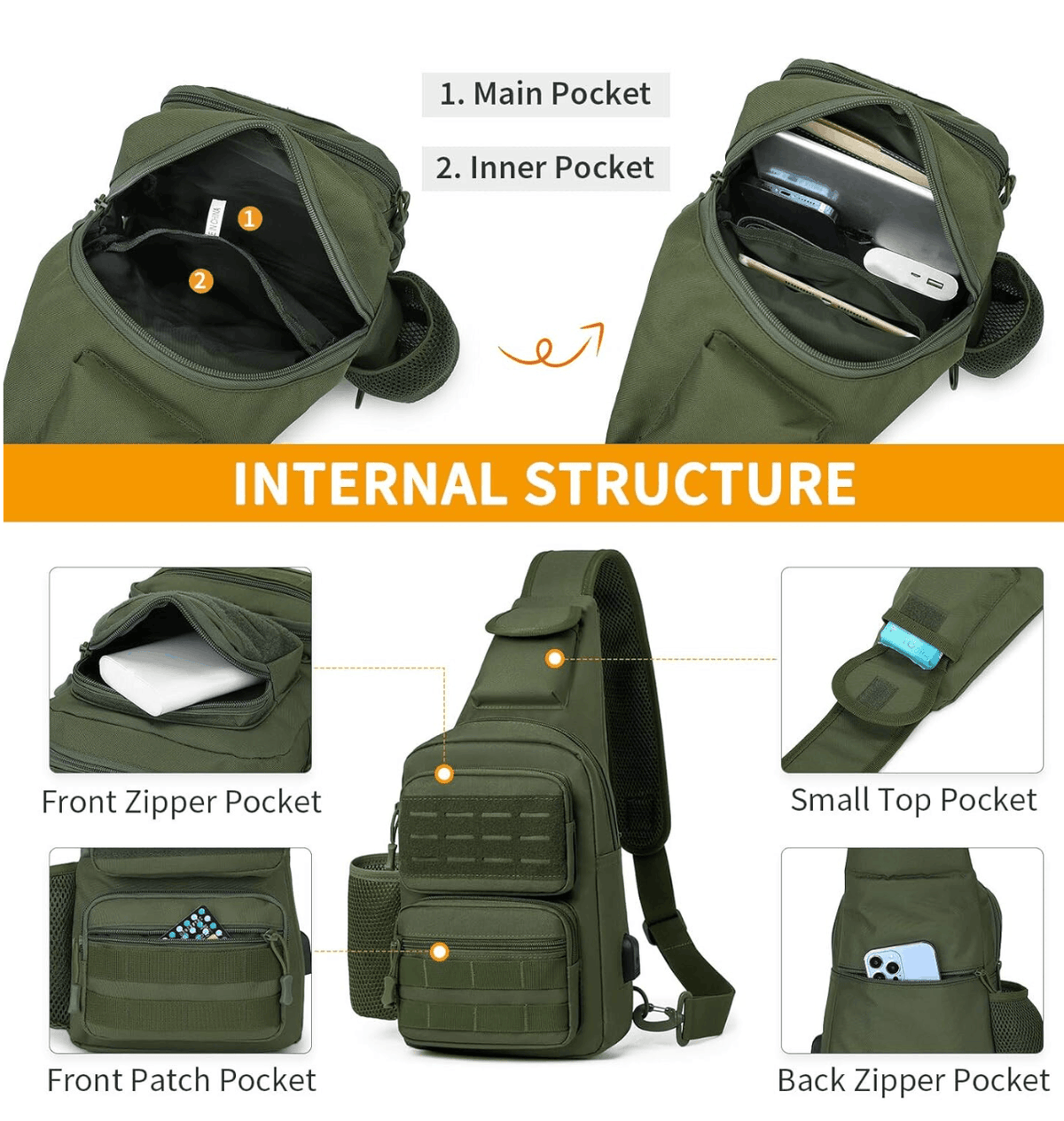 Тактическа кросбоди чанта Black Airsoft Tactical Sling Bag