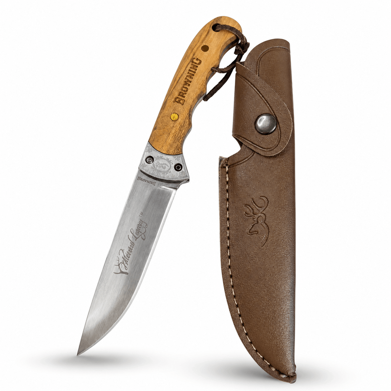 Ловен нож Browning Whitetail Legacy с дървена дръжка и кания