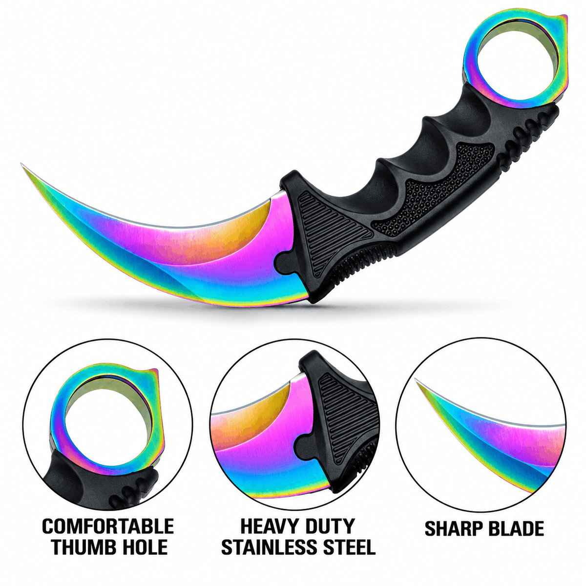 Karambit-Messer Rainbow 21 см mit Schutzhülle