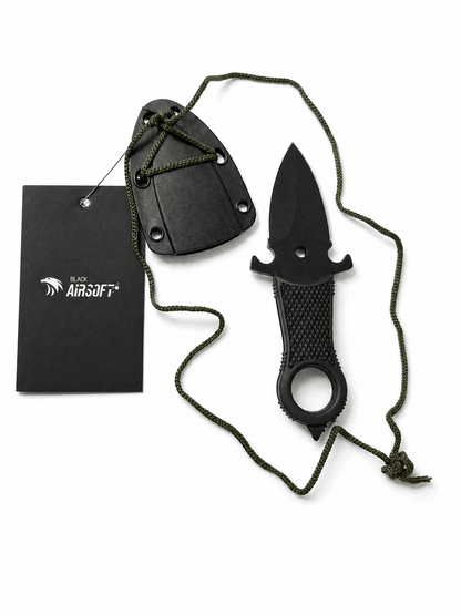 Taktisches Halsmesser Halo Black Airsoft mit Scheide