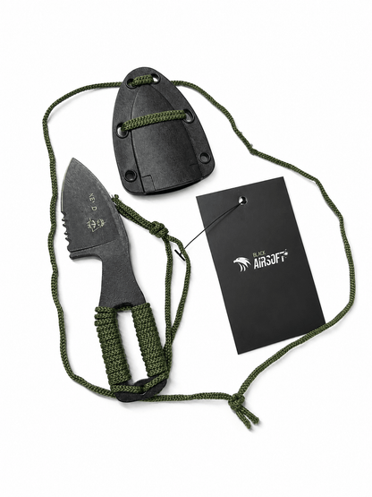 Τακτικό μαχαίρι KEYD Black Airsoft για λαιμό με θήκη